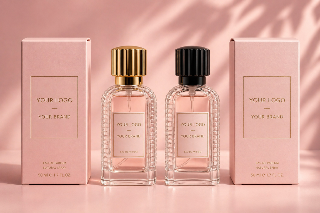 Romantic pink private label perfume bottle for feminine fragrance brands